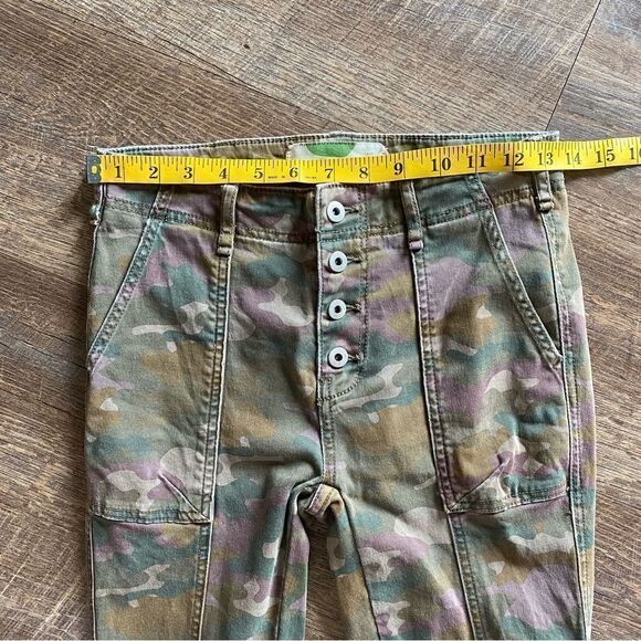 Anthropologie Camo Pants Skinny Jeans Streetwear Boho Button Fly 25 - Picture 9 of 12